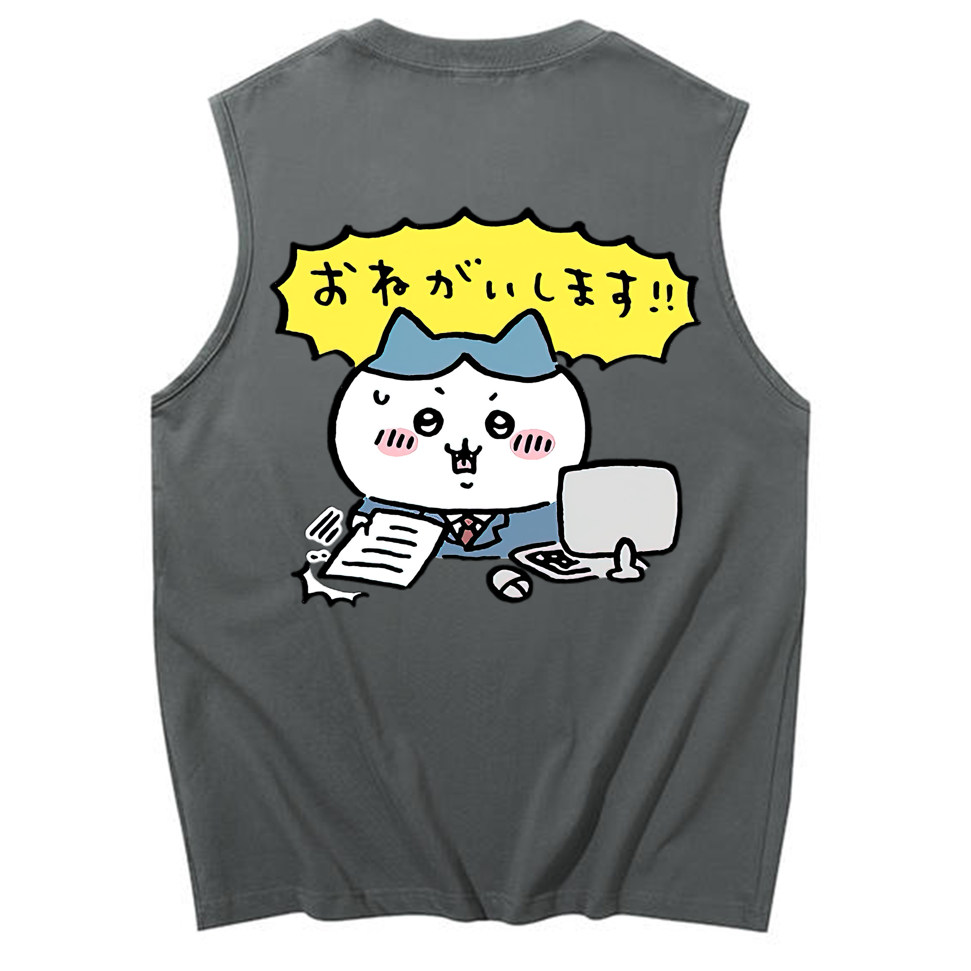 （画像用） ちいかわ ハチワレ Chii-kawa hachiware コットン100％タンクトップ（背面プリント）